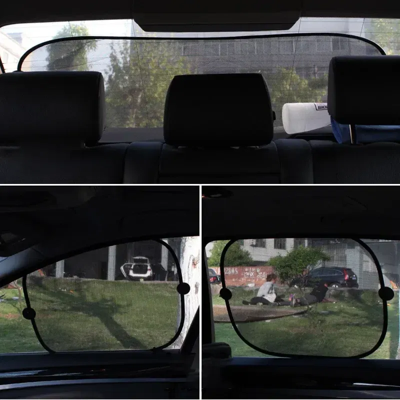 Color: Yellow, Ships From: CHINA - Car Sun Shade UV Protection Folding Auto Rear Window Sunshade 100x50cm Universal Mesh Back Window Visor with Suction Cups