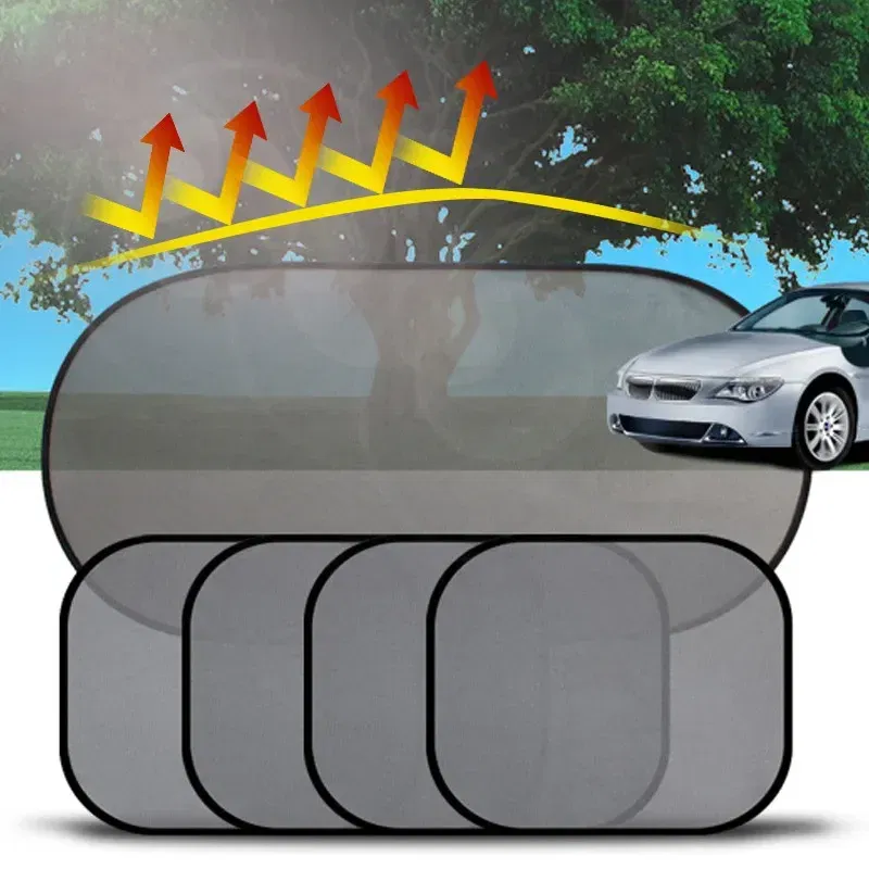 Color: Yellow, Ships From: CHINA - Car Sun Shade UV Protection Folding Auto Rear Window Sunshade 100x50cm Universal Mesh Back Window Visor with Suction Cups
