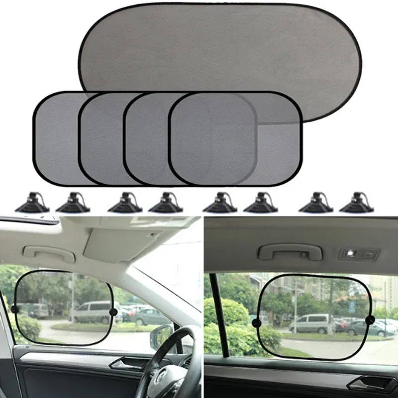 Color: Yellow, Ships From: CHINA - Car Sun Shade UV Protection Folding Auto Rear Window Sunshade 100x50cm Universal Mesh Back Window Visor with Suction Cups