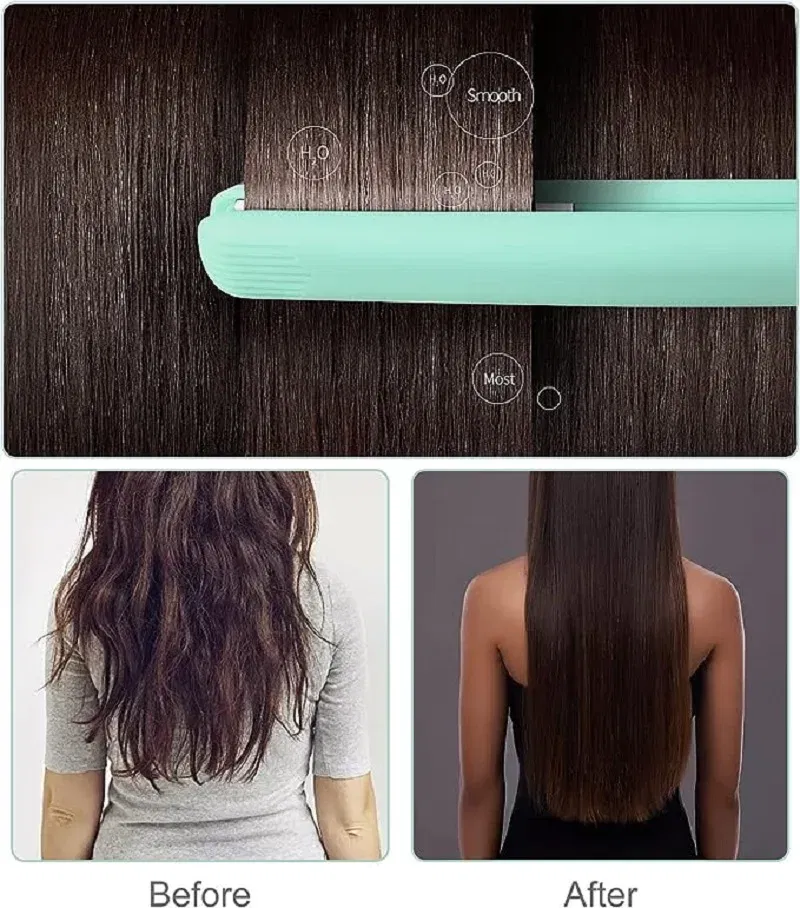 Color: Yellow, Plug standard: EU - Mini Flat Iron For Travel Hair Straightener Small Portable Straightening Iron Ceramic Women Men Quick Easy Short Hair Styling