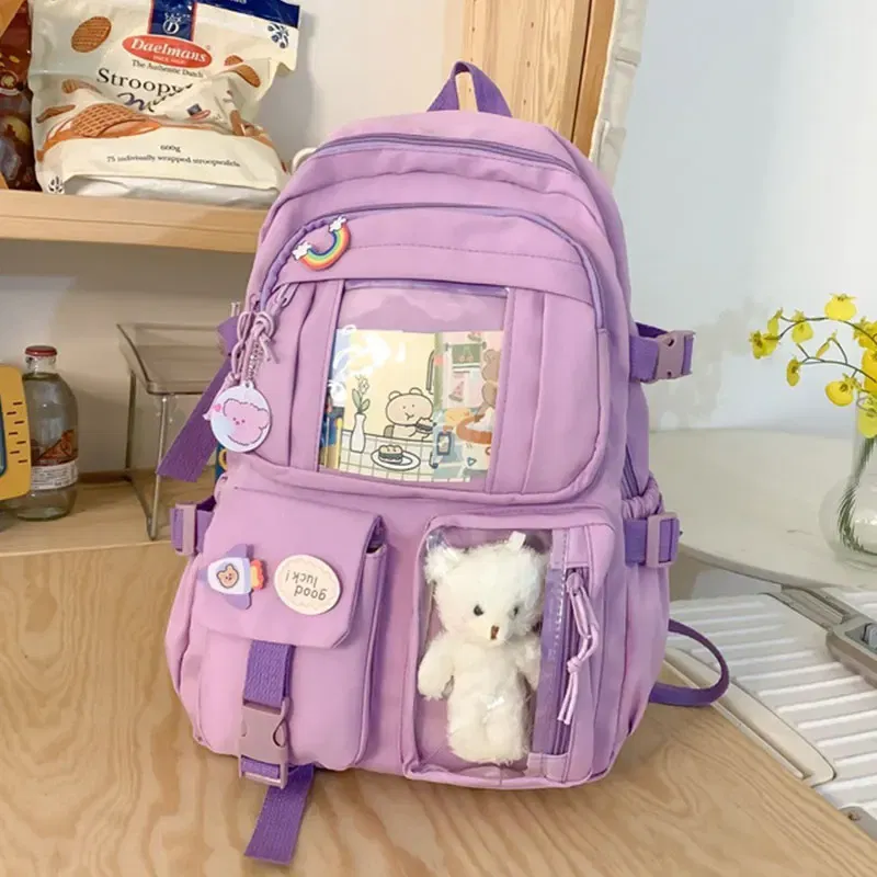Color: green - Cute Girls Backpack Fashion Cartoon Teen Student School Backpack Lovely Women's Bag Versatile Laptop Girl's School Bag