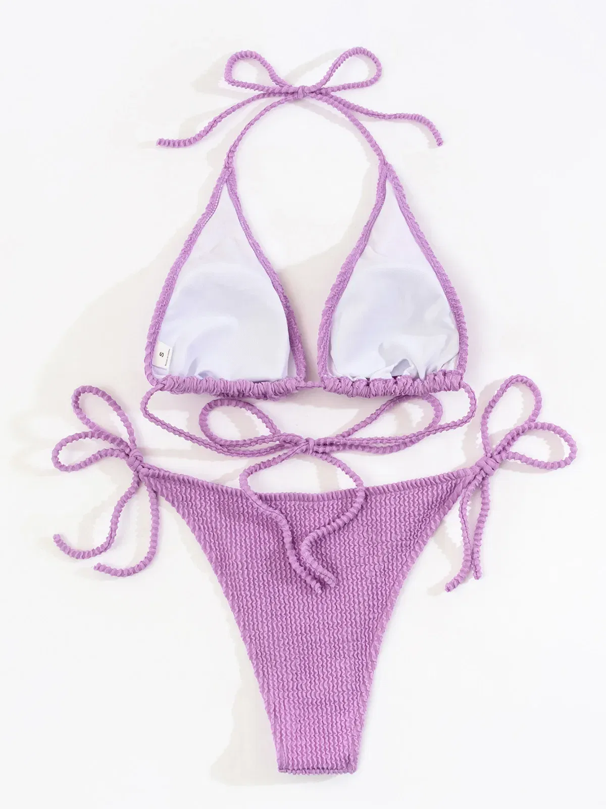 Color: Pink, Size: S - New Fashion Sexy Bikini Solid Swimsuit Women Swimwear Push Up Set Brazilian Bathing Suit Summer Beach Wear Swimming
