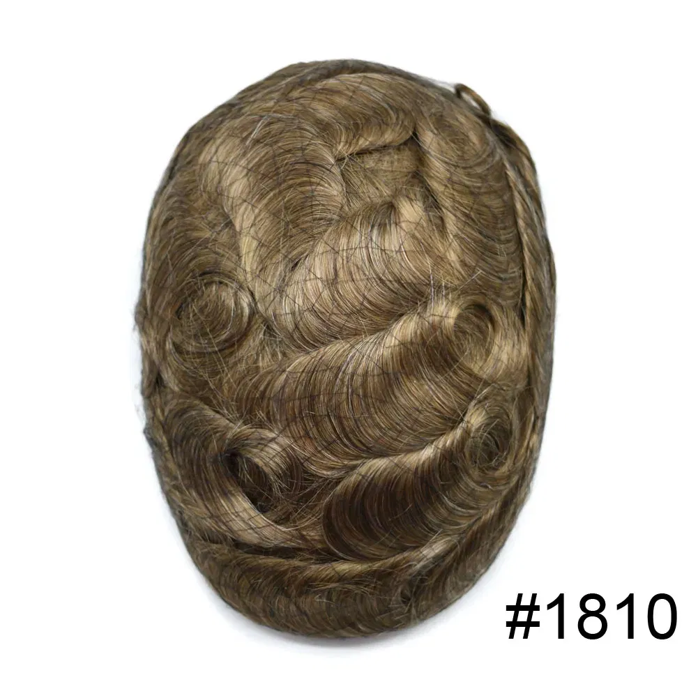Men Toupee Hair Systems Ultra Thin Skin 0.06MM V-LOOP Capillary Prosthesis Invisible Hairline Real Human HairPieces Hair Units