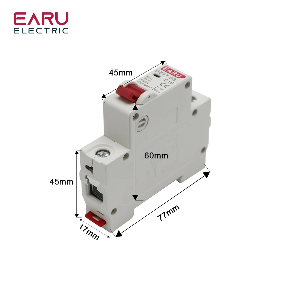 Rated Current: 32A, Ships From: CHINA - 1P AC MCB DZ47-63 C Type 230/400V~ 50HZ/60HZ Mini Circuit Breaker 3A 6A 10A 16A 20A 25A 32A 40A 50A 63A Mounting 35mm Din Rail