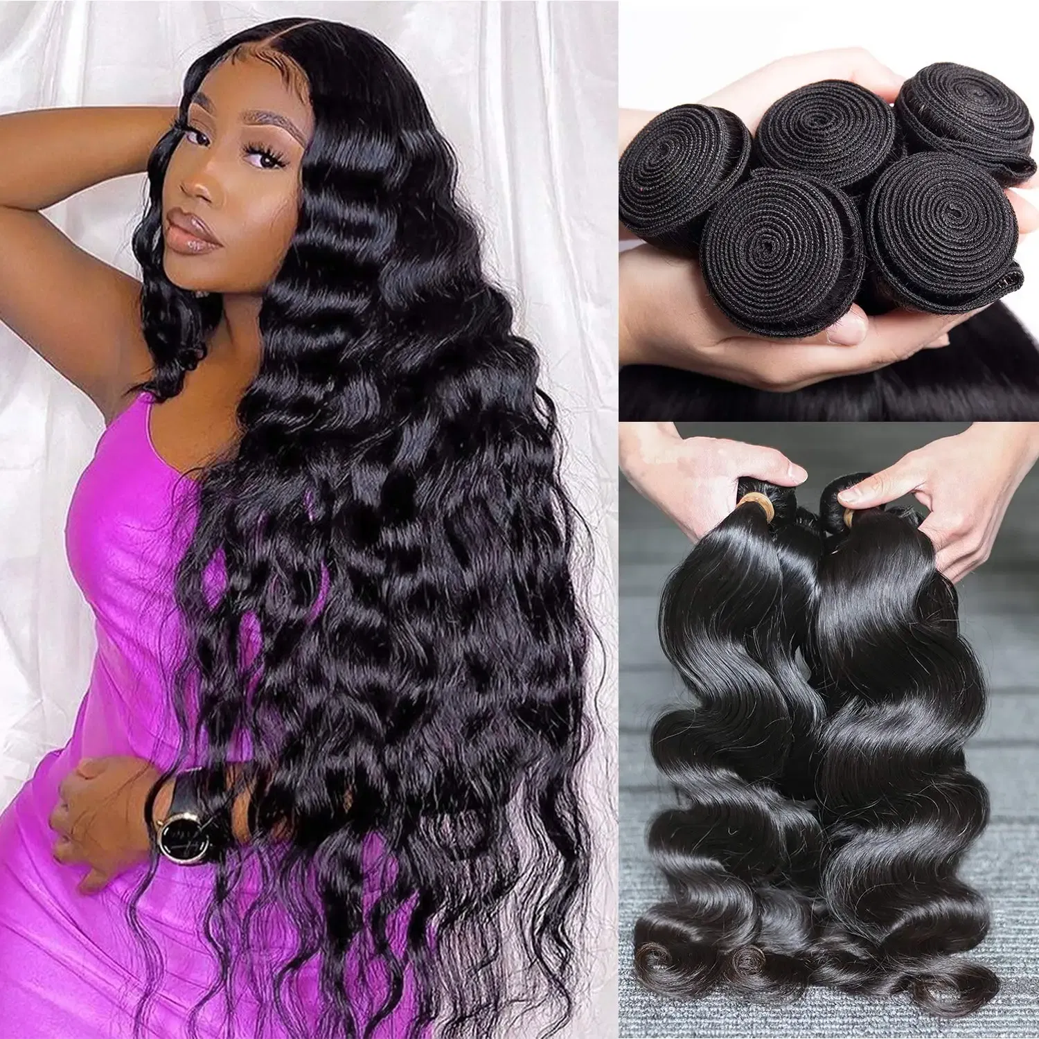 Color: Natural Color, Material Grade: Remy Hair, Longest Hair Proportion: 25%-30%, Ships From: CHINA, Stretched Length: 24 24 26 26 - Body Wave Bundles Human Hair Brazilian Virgin Hair Loose Body Wave Extensions Unprocessed Human Hair Wavy Bundles Natural