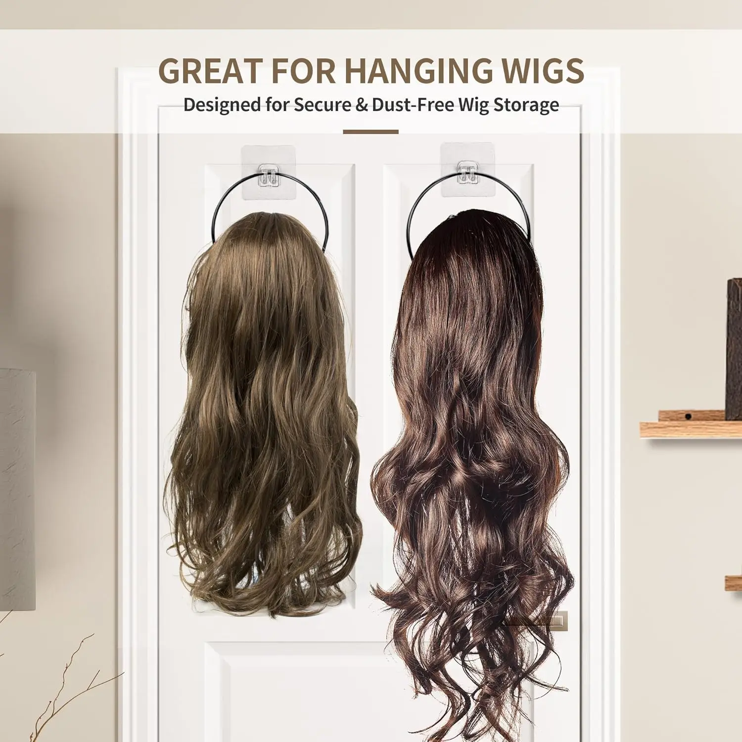 Color: Burgundy - 10 Pack wig Holder Organizer Closet Hanging Baseball Cap Display Storage Rack for Scarves Handbags Hanging Hook wig tool
