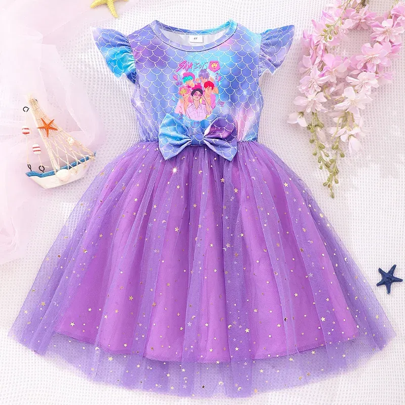 Color: black, Size: One Size, Ships From: CHINA, Height: 170 - KPop Demon Hunter Christmas Princess Dress Girl Fashion Casual Autumn Butterfly Dress Wedding Birthday Party Dress Gift Clothes