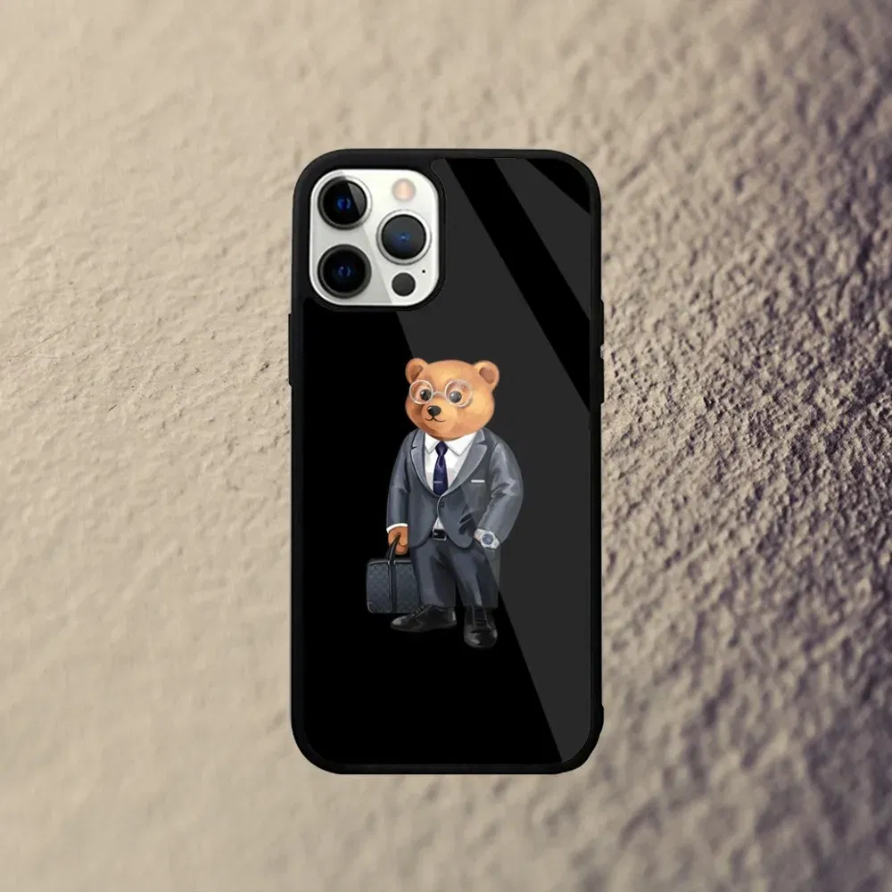 Color: Gold, Material: PE - Baron F-Filou Bear Fashion Phone Case For iPhone 15,14,13,12,11,Plus,Pro,Max Mini Magsafe Magnetic Wireless Charging