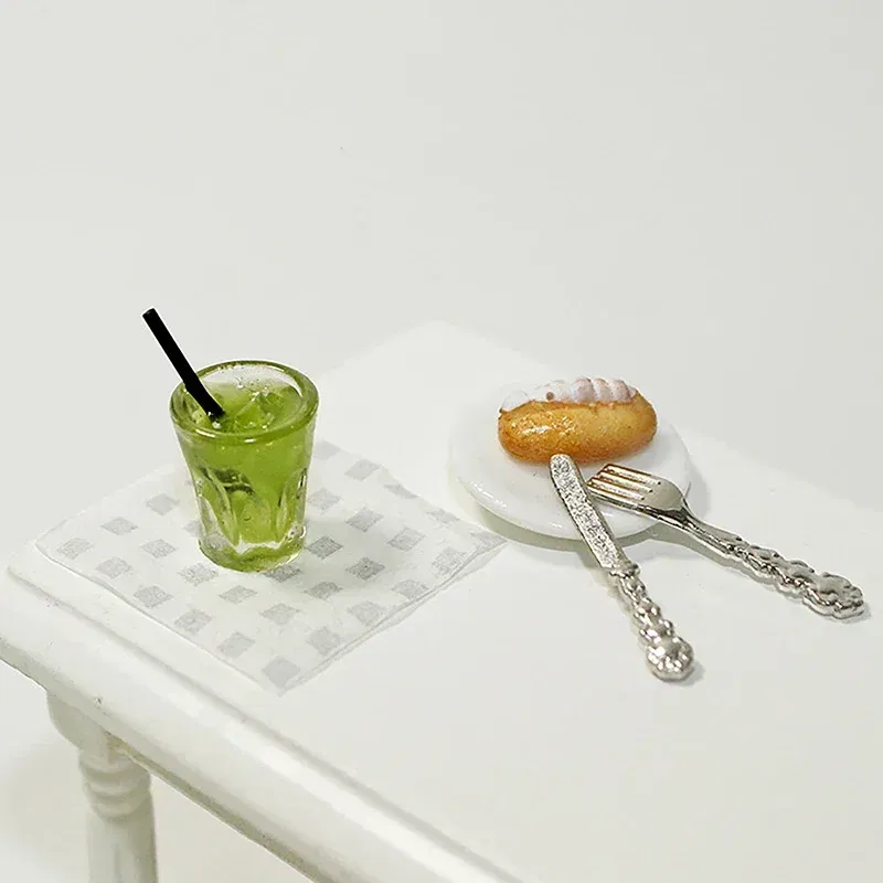 Color: Light Grey - Miniature Toy Cocktail Drinks Doll Toys Dollhouse Accessories Miniature Items Fit for 1:6/1:12 Doll House Kitchen Ornaments