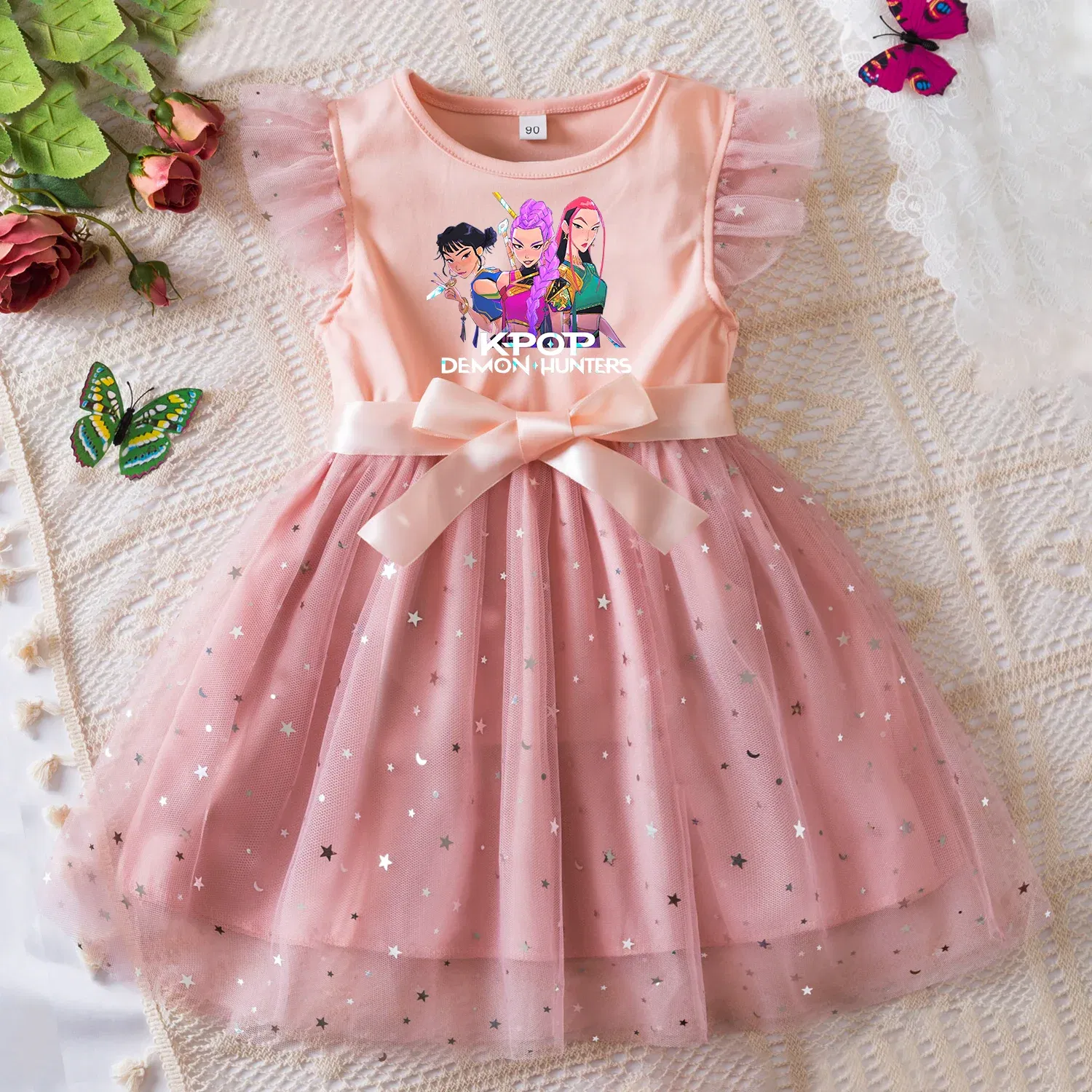 Color: SKY BLUE, Size: One Size, Height: 164 - KPop Demon Hunters Girls Dress Kids Party Halloween Carnival Birthday Party Clothes Princess Tutu Dresses Costume Children Gift