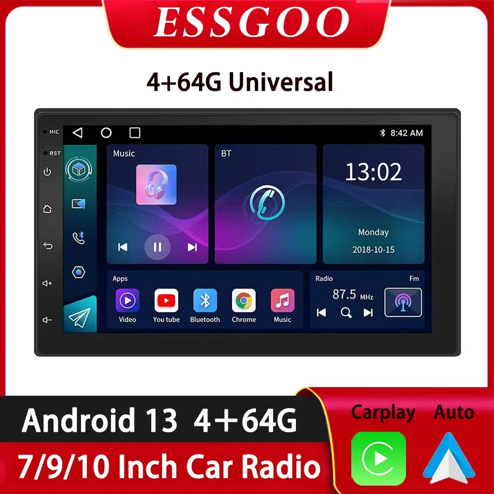 Color: Fuchsia, Ships From: CHINA - ESSGOO Car Radio Wireless Carplay Android Auto 2 Din 7"/9" GPS Navigator MP5 Player Glass Screen  Wi-Fi FM BT Car Stereo