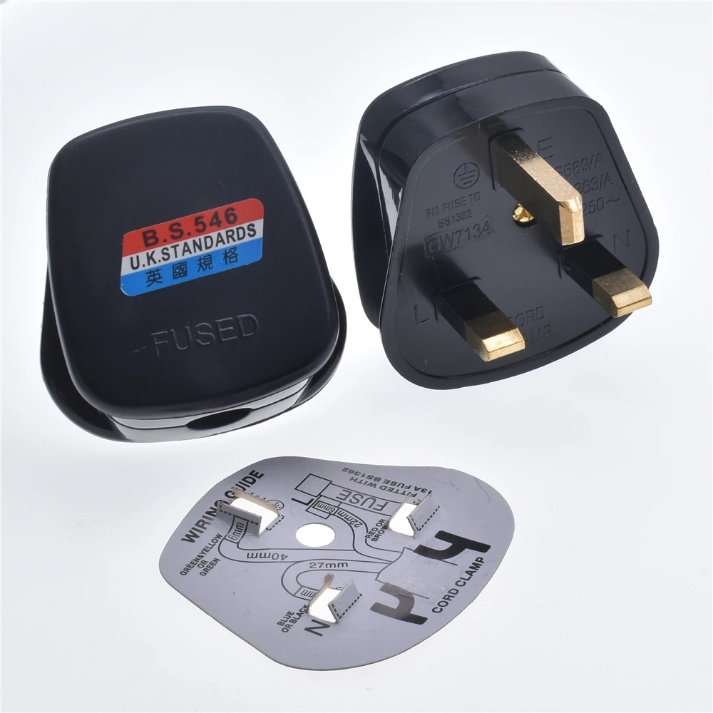 UK British mains plug 3 Pin 13A Plugs Grounded 250V 3 Pin fused BS1363 adaptor POWER cable connector wire converter UK STANDARDS