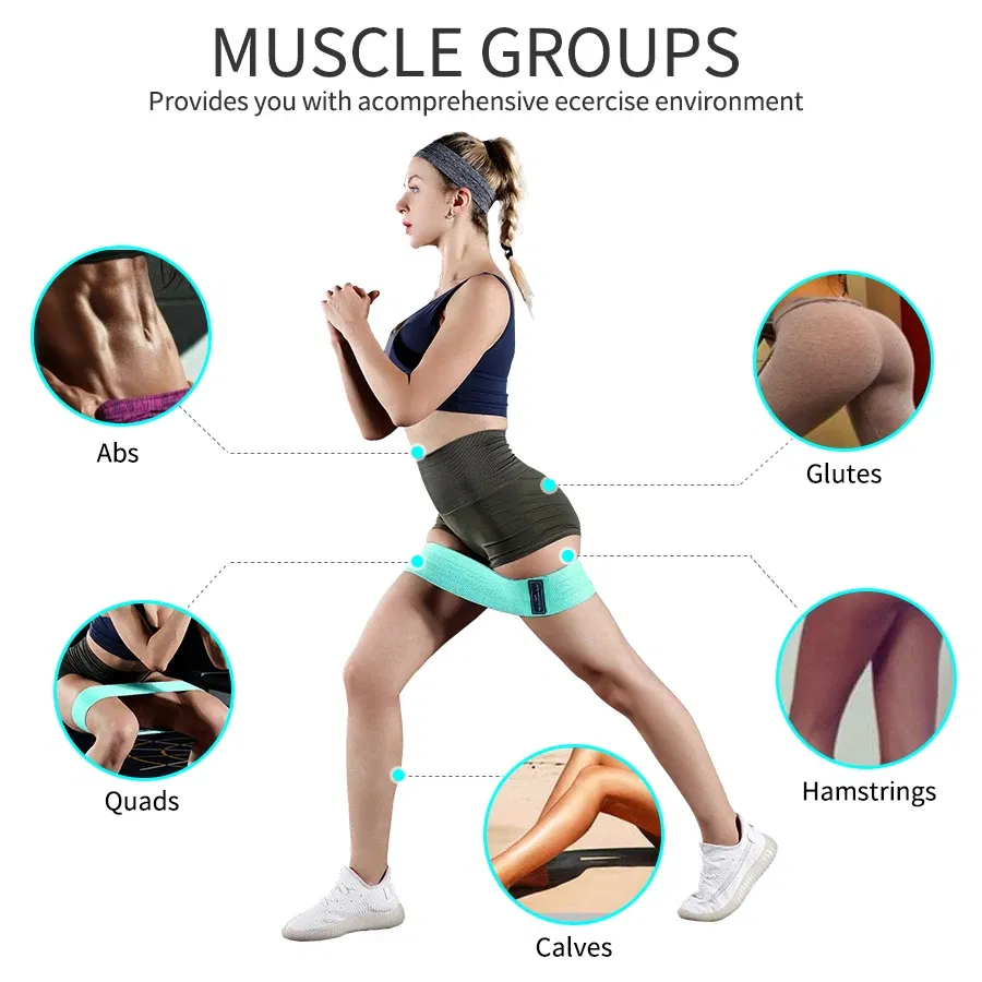 Color: Beige - Fabric Resistance Hip Booty Bands Glute Thigh Elastic Workout Bands Squat Circle Stretch Fitness Strips Loops Yoga Gym Equipment