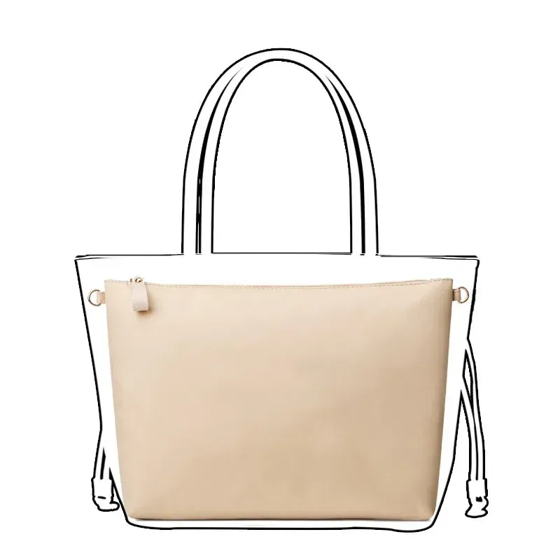 Color: Khaki - Nylon Organizer Insert Bag Women Nylon Travel Insert  Travel Makeup Bag Traveling Multi-functional Makeup Insert Bags