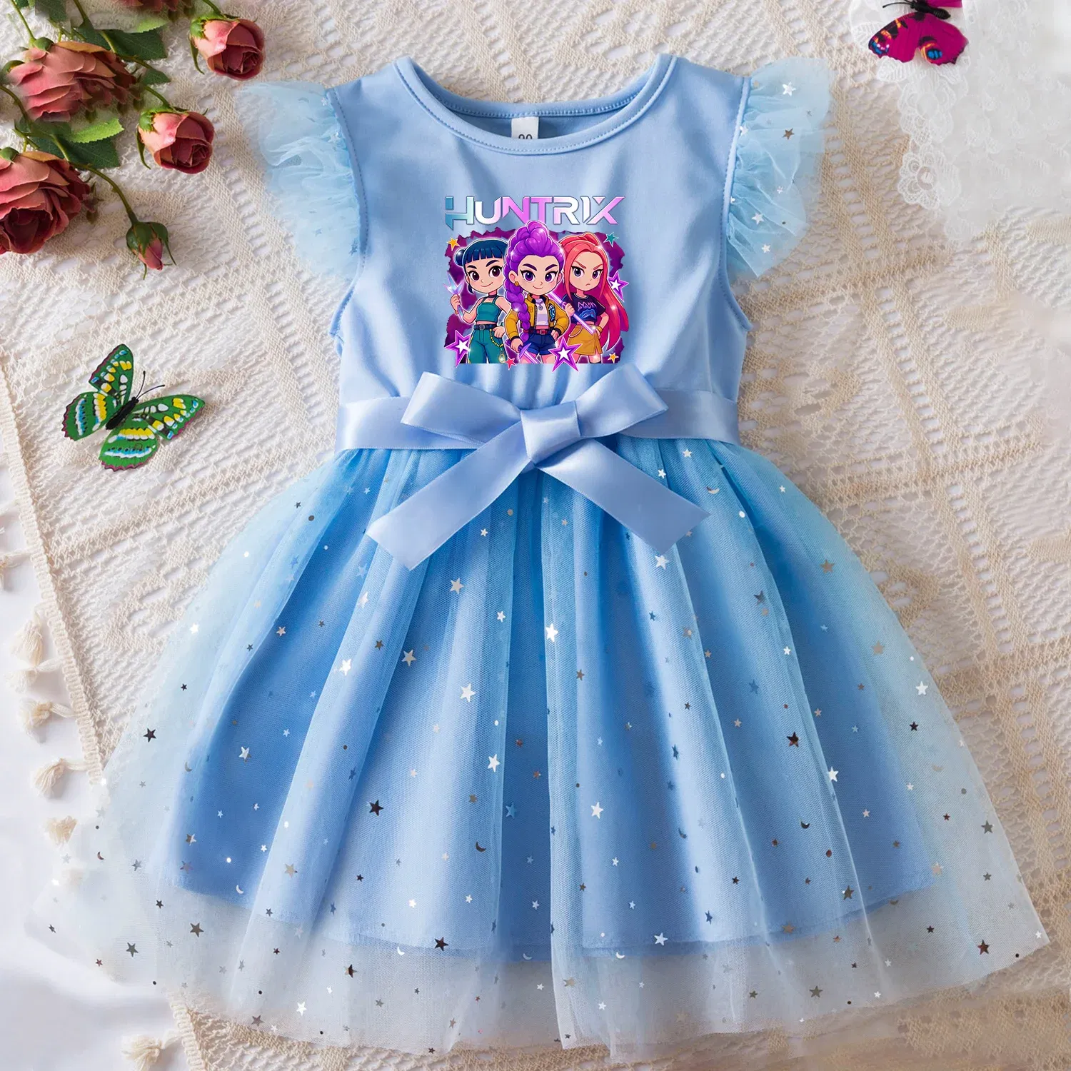 Color: Silver, Size: One Size, Height: 158 - KPop Demon Hunters Girls Dress Kids Party Halloween Carnival Birthday Party Clothes Princess Tutu Dresses Costume Children Gift