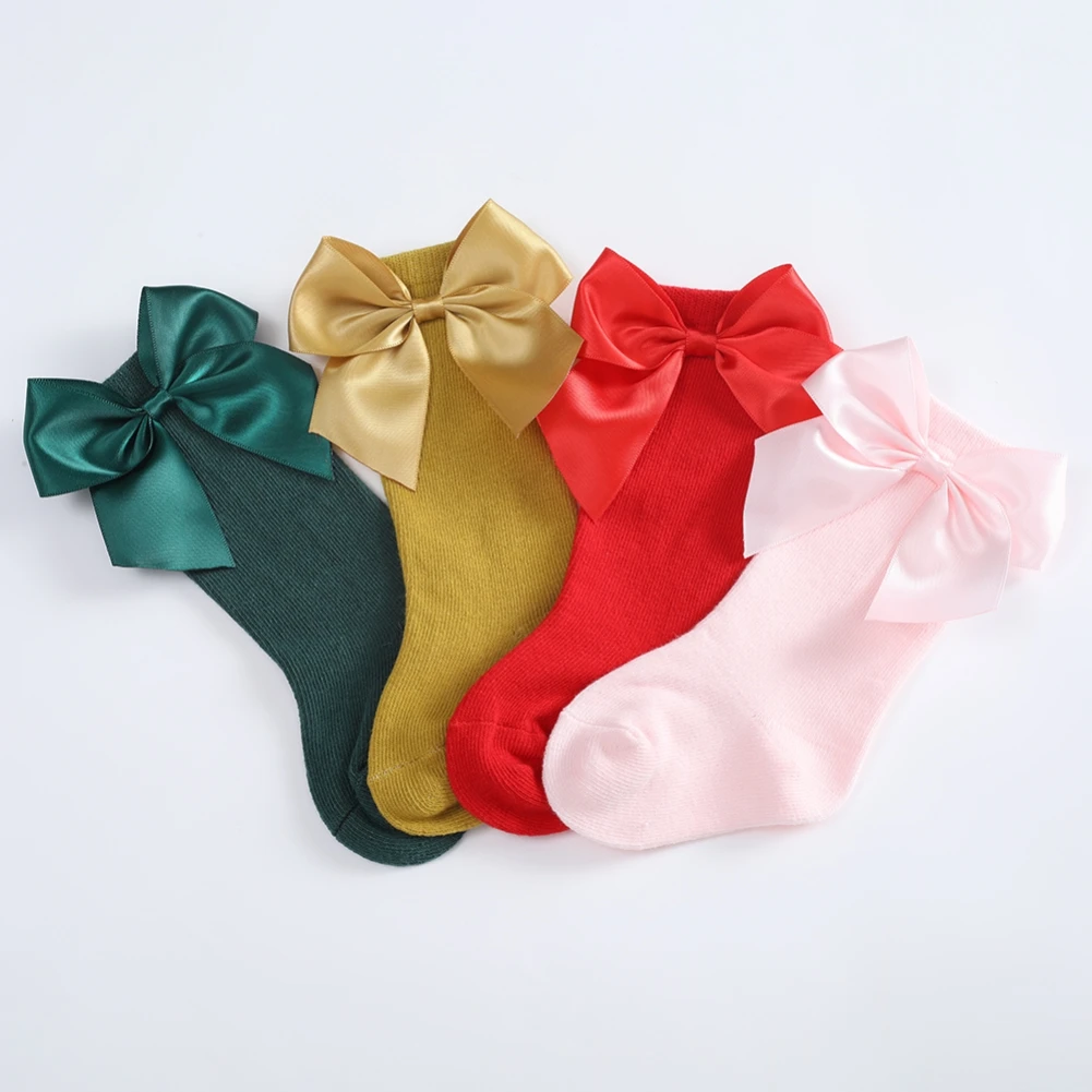 Color: green, Kid Size: 3M, Ships From: CHINA - Jlong Toddler Cotton Solid Color Crew Socks Baby Girls Bow Tie Socks Kids Girls Cute Princess Socks 0-3 Years