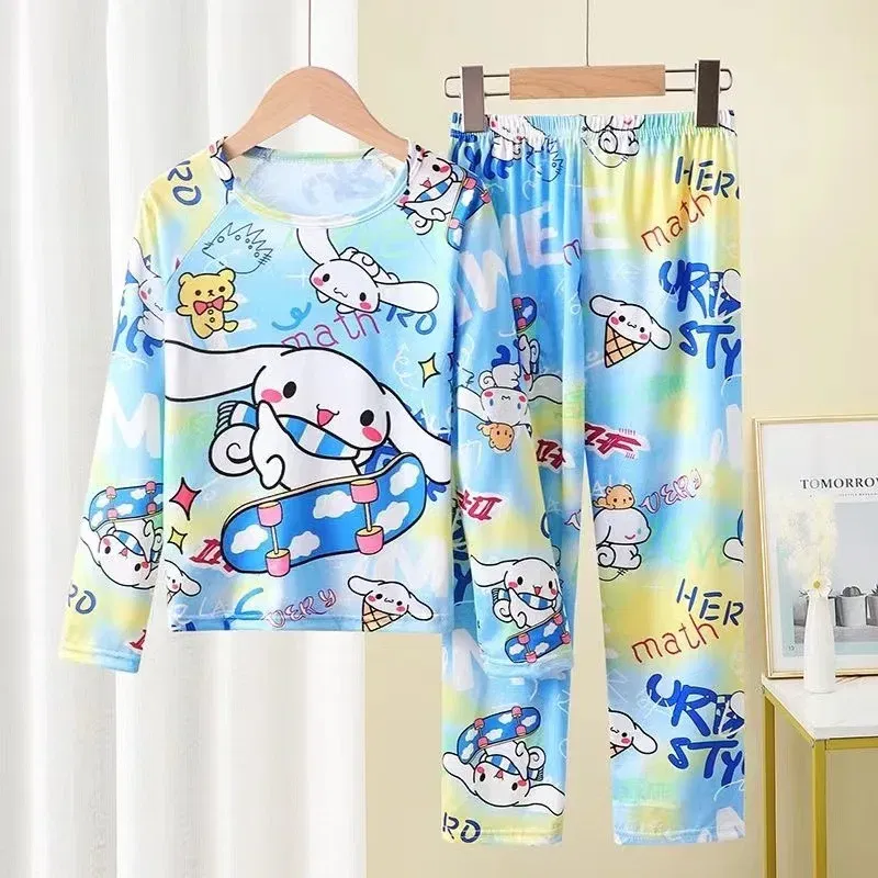 Color: GRAY, Kid Size: 11 - 2pcs/set New Disney Stitch Children Pyjamas for Boys and Girls Sets Kid Minnie Home Wear Travel Casual Sleepwear Suit Cute Gift