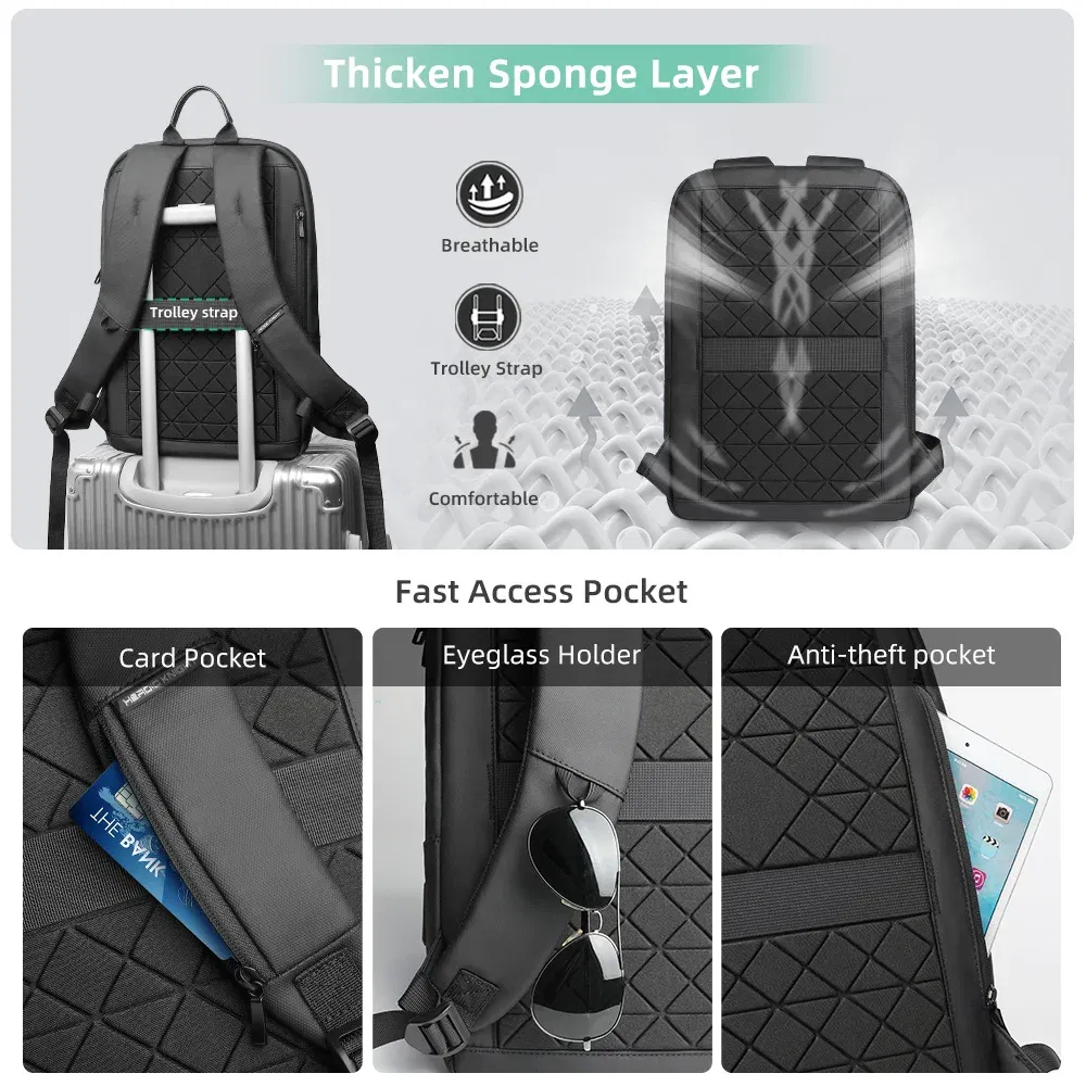 Color: light green, Ships From: CHINA - Heroic Knight Slim Backpack for Men Multifunction Work Backpack for 15.6" Laptop bag Waterproof Business Bag College Bag Male