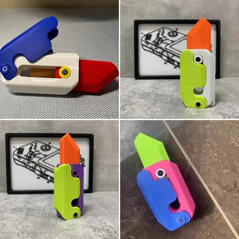 Color: REDDISH BROWN, Ships From: CHINA - Gravity Folding Claw Knife Radish Knife 3d Printing Gravity Knife Small Radish Knife Push Card Decompression Fidget  Mini Toy