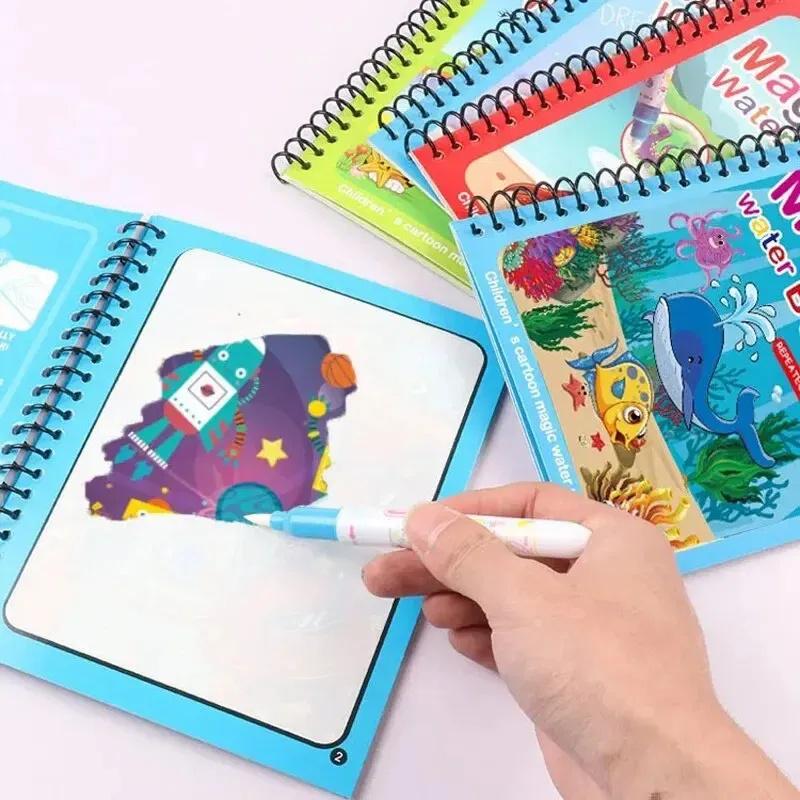 Color: PURPLE - NEW Kids Magic Water Drawing Books Coloring Books Painting Toys for Kids Birthday Christmas New Year Gift for Boys and Girls