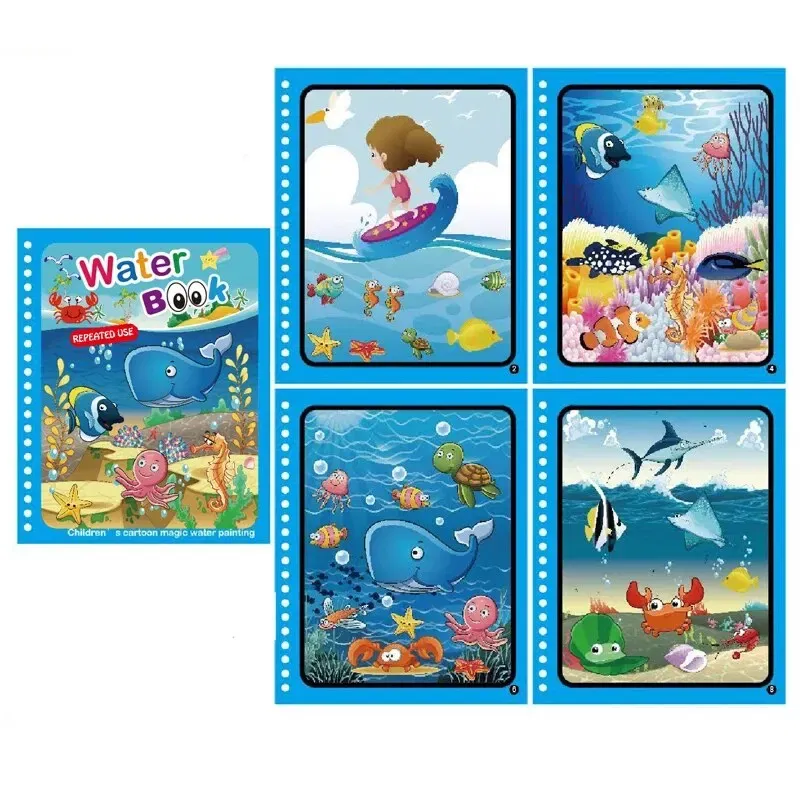 Color: PURPLE - NEW Kids Magic Water Drawing Books Coloring Books Painting Toys for Kids Birthday Christmas New Year Gift for Boys and Girls