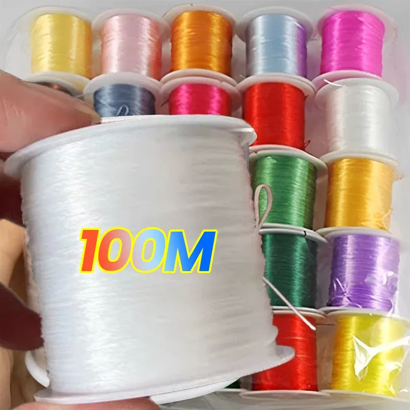 Color: Pink, Size: S - DIY Fishing Lines Elastic Crystal Beading String Stretchable Thread For Bracelet Necklace Nylon Rubber Jewelry Making Supplies