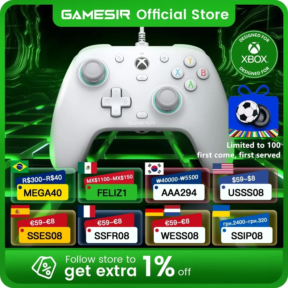 Color: WHITE, Ships From: United States - GameSir G7 SE Xbox Gaming Controller Wired Gamepad for Xbox Series X, Xbox Series S, Xbox One, with Hall Effect Joystick