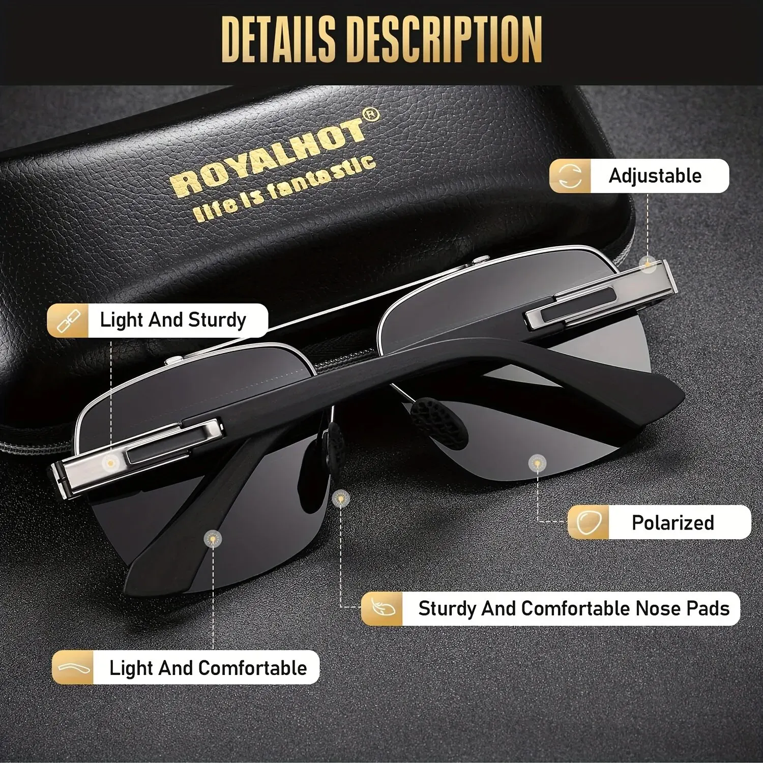 Lenses Color: GRAY - RoyalHot Unisex Polarized Classic Metal Oval Border Sunglasses Driving Sun Glasses,rh004