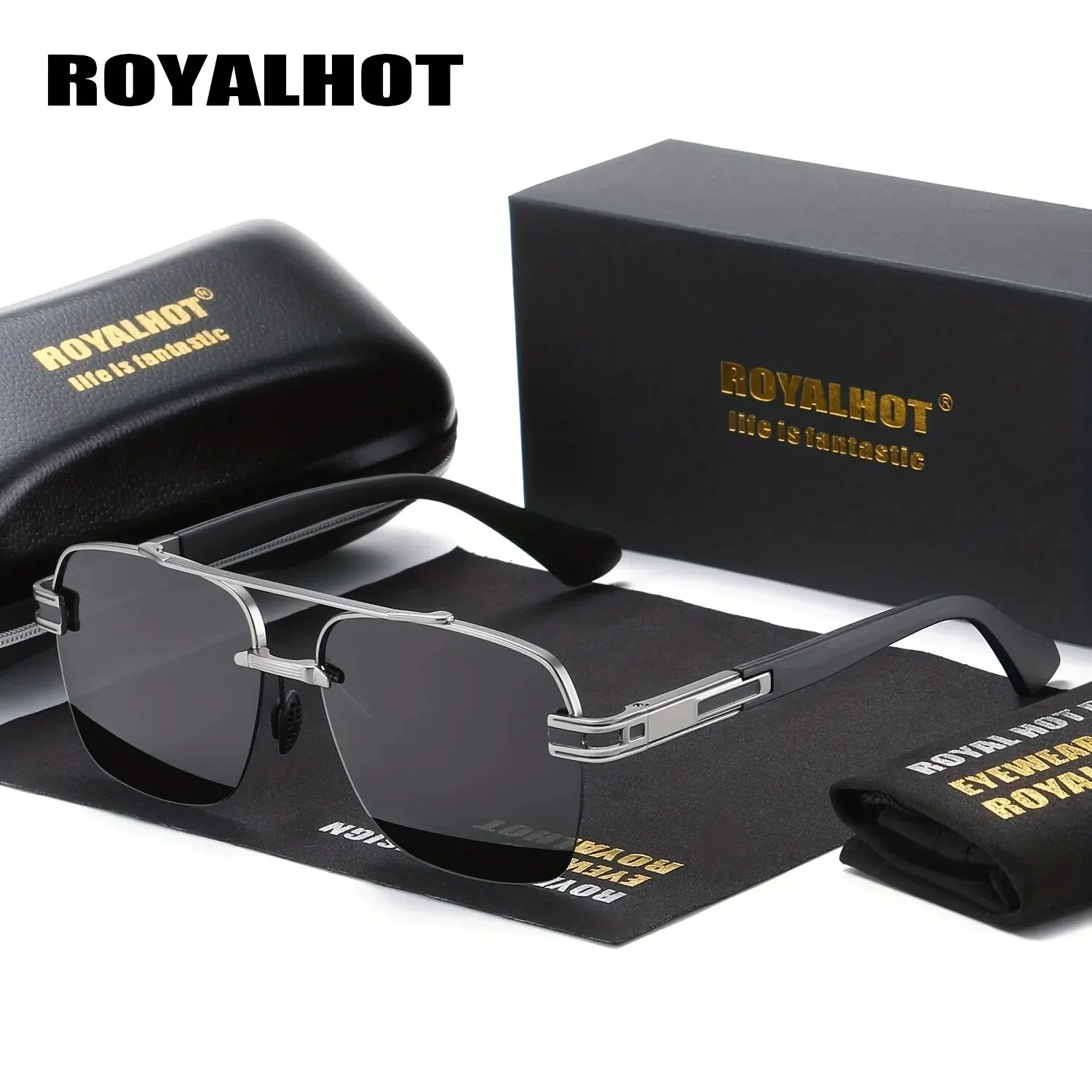 Lenses Color: GRAY - RoyalHot Unisex Polarized Classic Metal Oval Border Sunglasses Driving Sun Glasses,rh004