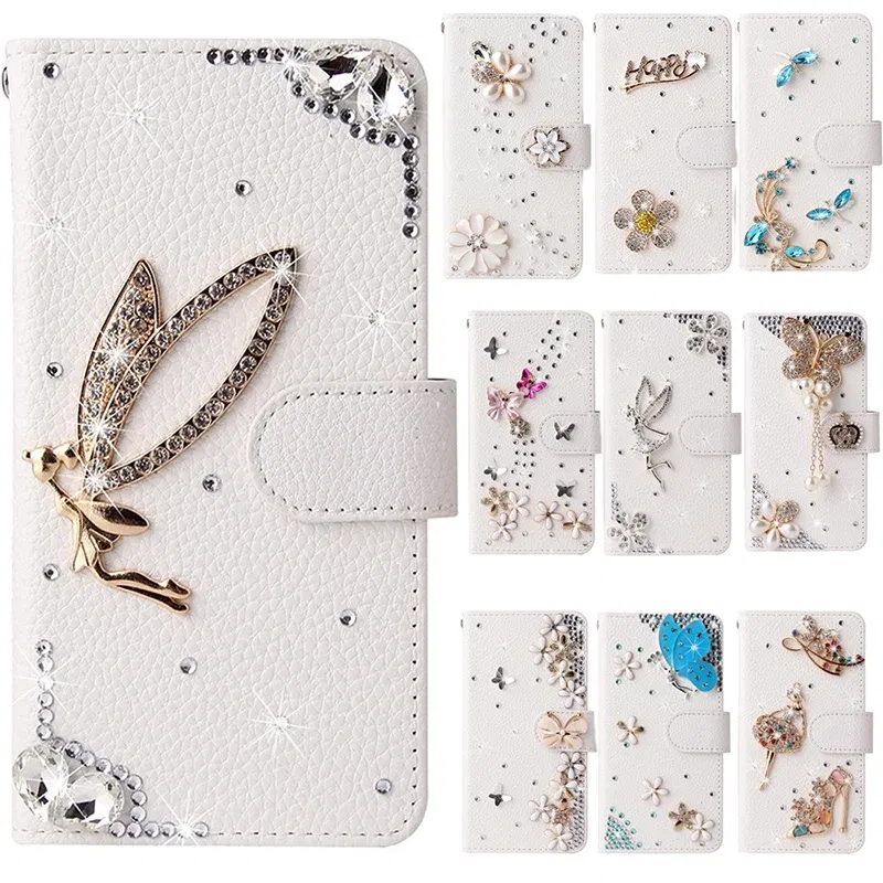 Color: Beige, Material: Nylon - Flip Glitter Case For Samsung Galaxy S25 Ultra S24 FE S23 S22 S21 S20 Plus A35 A55 A16 A14 A15 A34 A54 Leather Cover Case