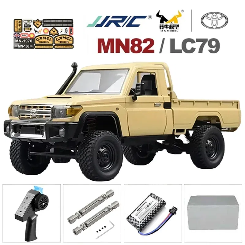 Color: Yellow - MN MN82 1:12 Retro Rc Car With LED Lights Full-scale Simulation LC79 Professional 4WD Remote Control Pickup RC Truck Model Toys