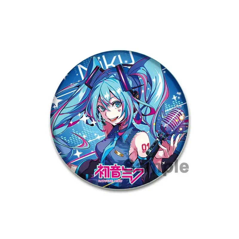Color: Creamy White, Size: S - 58/44/32mm Miku Anime Round Pins Cartoon Badges Cosplay Handmade Tinplate Brooch on Backpack Clothes Chest Ornament Gifts