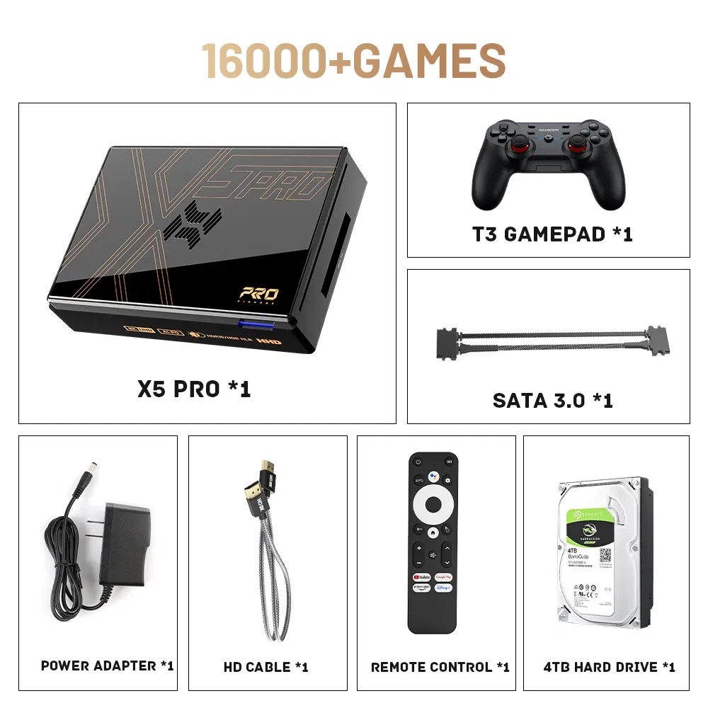 New! Kinhank Super Console X5 PRO Retro Video Game Consoles Plug and Play 4T with 16000 Games for PS2/WII/SS/DC/N64 Android 12