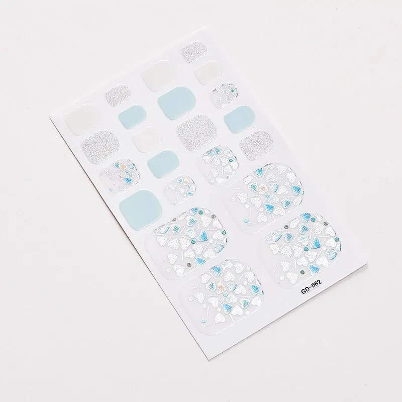 Color: apple green - 22 Tips/Sheet Valentines Loveliness Full Cover Nail Stickers Fashion Nail Stickers Nail Sticker Set Designed Nail Tape Shiny