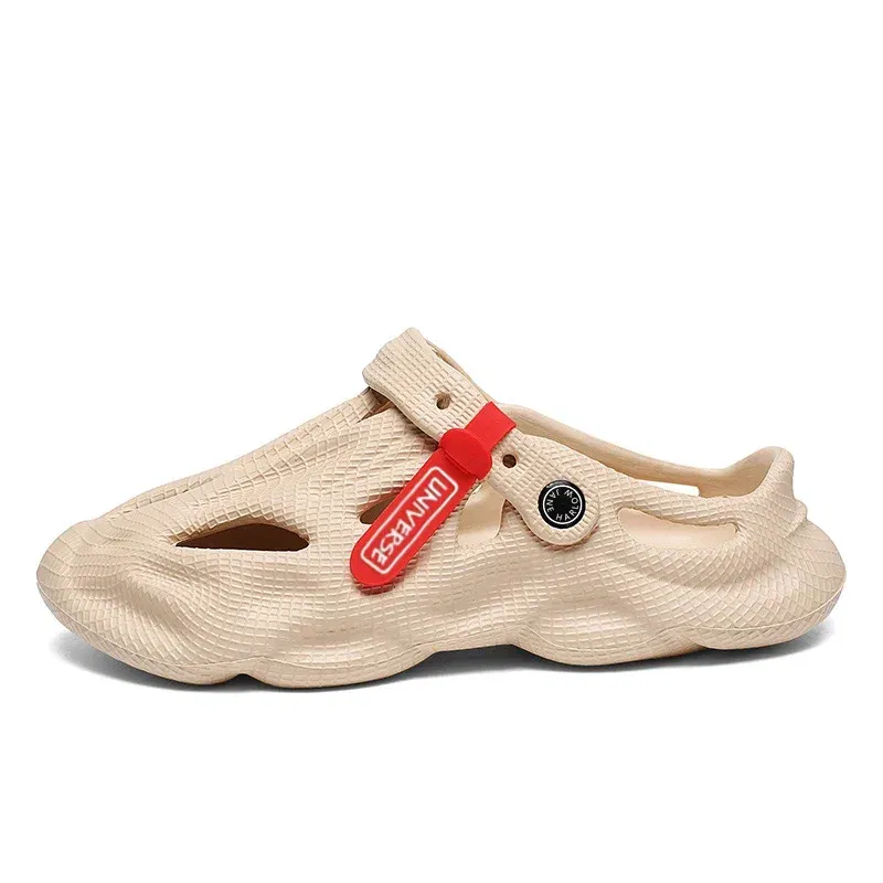 Color: Khaki, Shoe Size: 41 - Summer Men's Clogs Sandals Lightweight Breathable Anti-slip Beach Slippers Men Outdoor Slippers Clogs Anti-slip Beach Slippers
