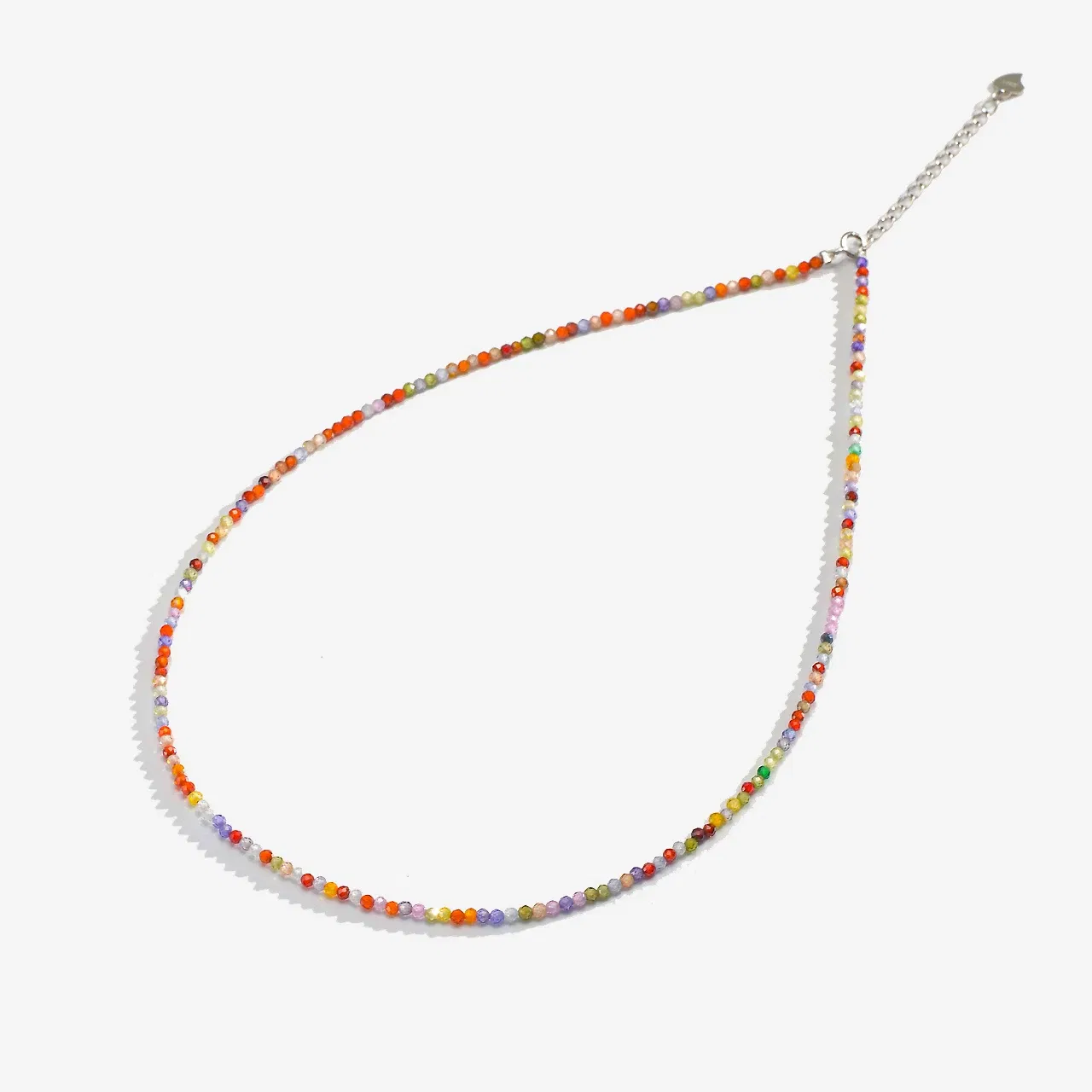 Gem Color: Orange, Length: 60cm - Natural Stone Necklace Spinel/Lapis Lazul/Amazonite/Amethy/Tourmaline/Amethyst Ketting 2MM Silver 925 Jewelry for Collier Femme