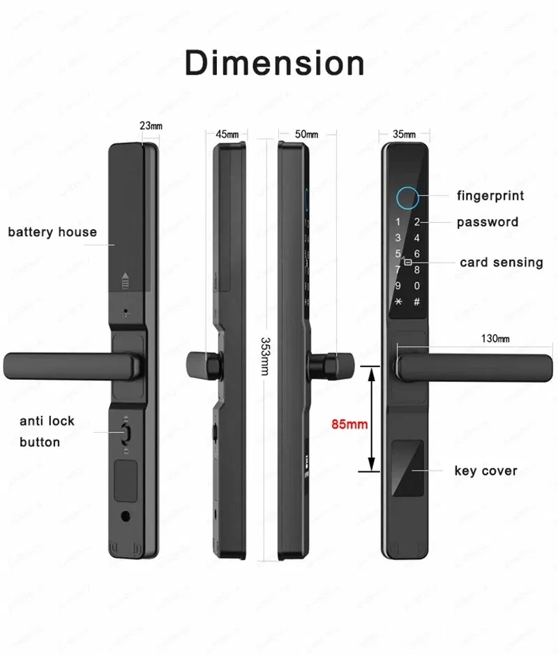 Color: Silver Pink, Ships From: CHINA - Tuya Smartlife WiFi Remote Control Waterproof Smart Lock Sliding Aluminum Door Digital Password Card Fingerprint Electronic Lock