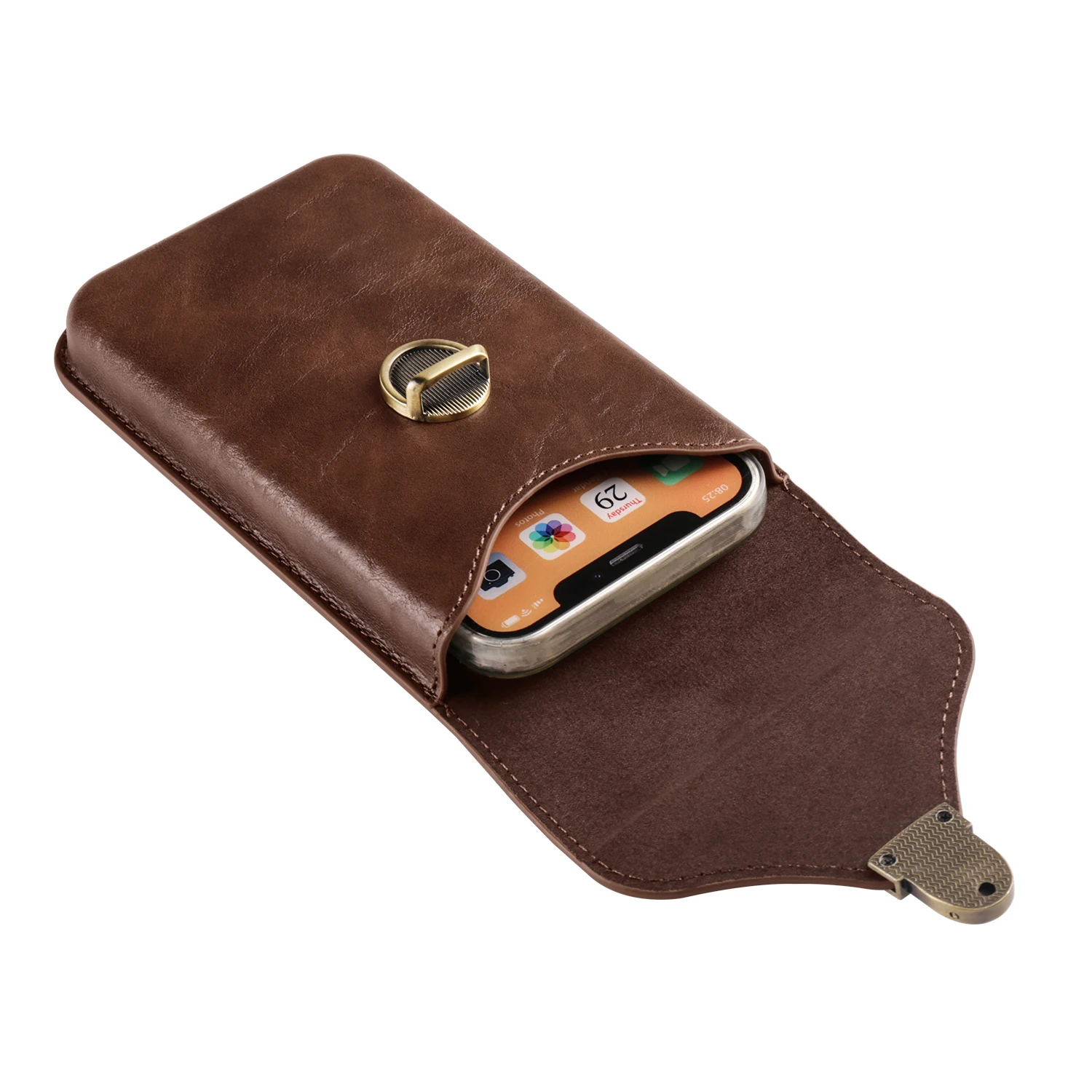 Color: black, Material: aluminum - Leather Phone Belt Clip Case Holder For iPhone 16 15 Plus 14 13 12 11 Pro XS Max Redmi Note 10 Men Waist Bag Holster Pouch Cover