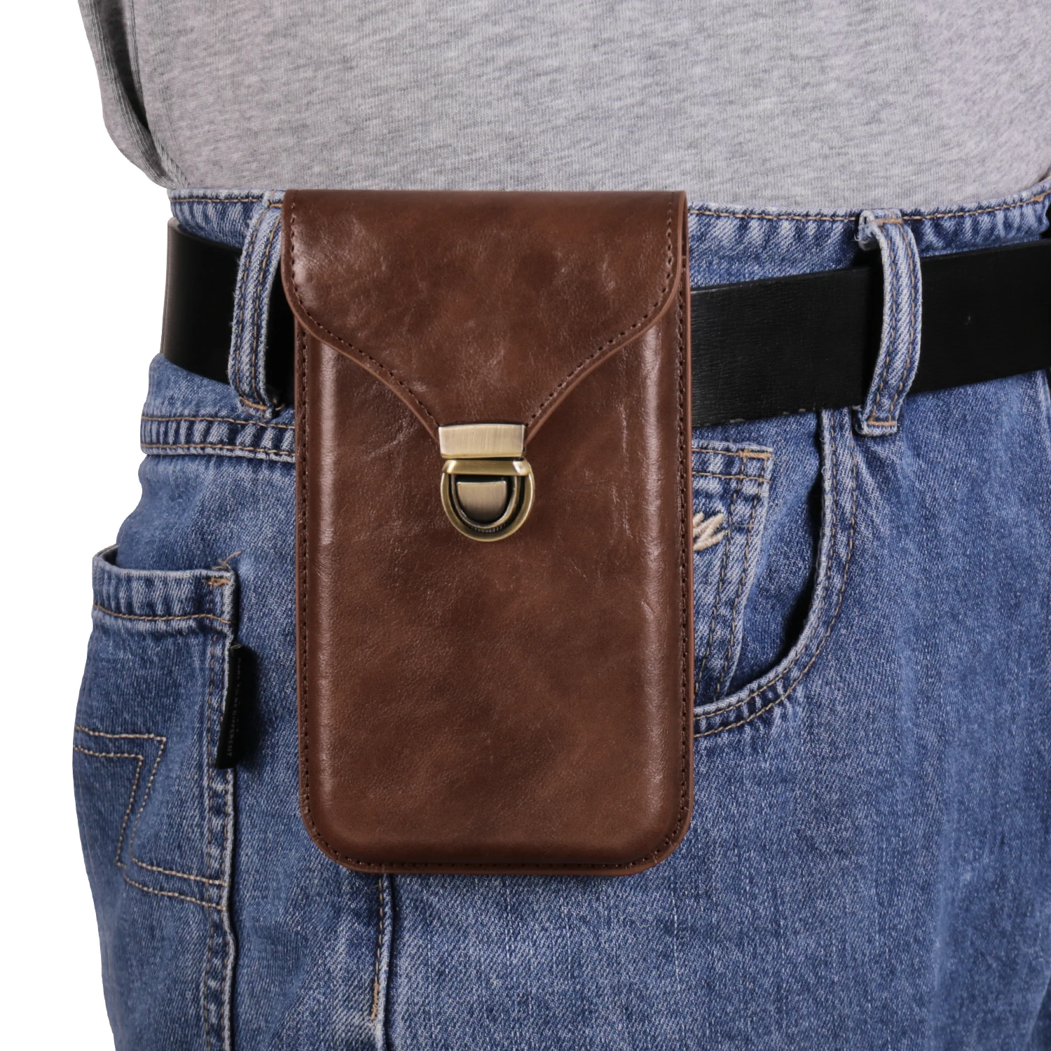 Color: black, Material: aluminum - Leather Phone Belt Clip Case Holder For iPhone 16 15 Plus 14 13 12 11 Pro XS Max Redmi Note 10 Men Waist Bag Holster Pouch Cover