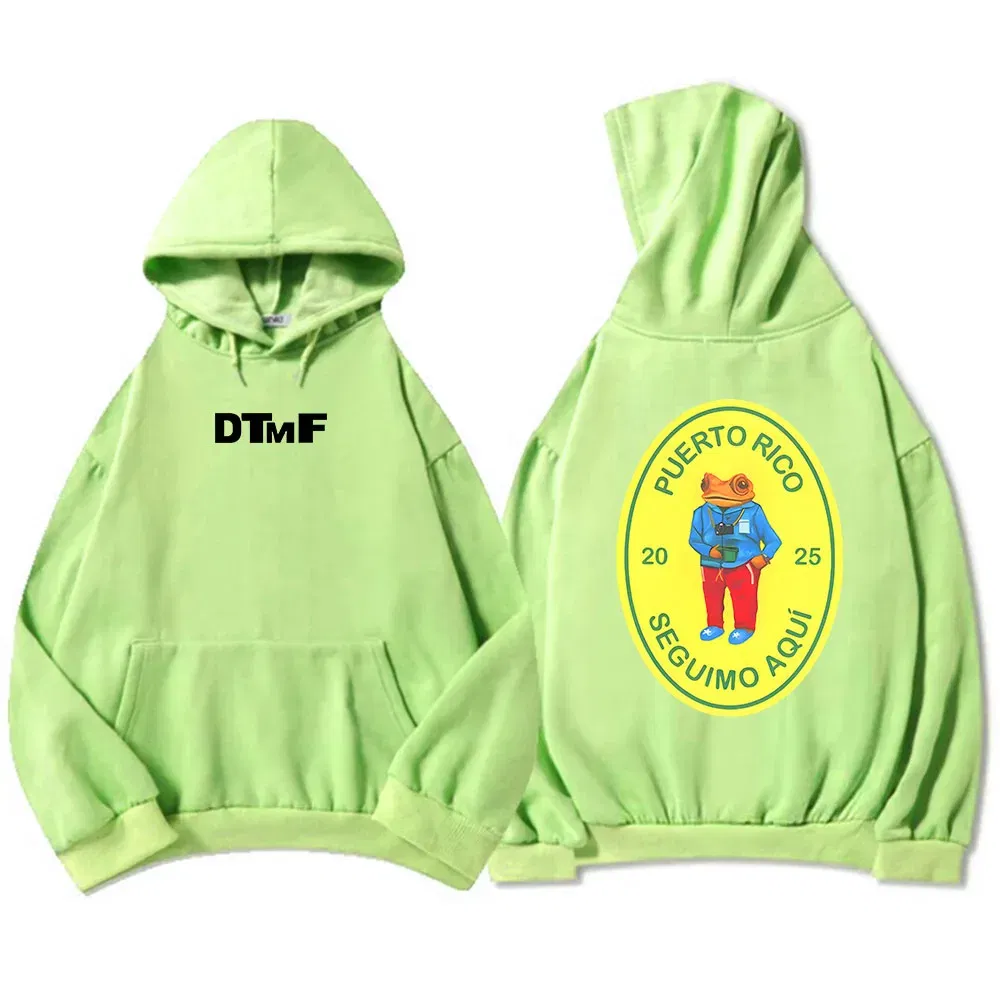 Color: Mint, Size: XXL - DTMF Deb? Tirar Más Fotos 2025 New Album Hoodies Bad Bunny Singer Printing Sweatshirts Men Women Clothing Sudaderas Hombre Male