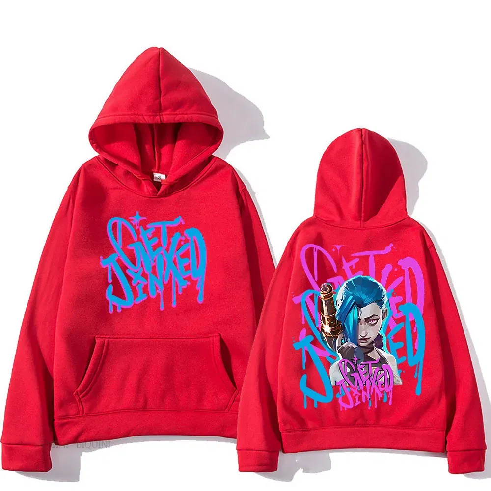 Color: army green, Size: XXL - Arcane Jinx Cute Hooded Anime Print Harajuku Kawaii Sweatshirt Long-sleeved Cartoon Fleece Clothes Moletom Fashion Pullovers