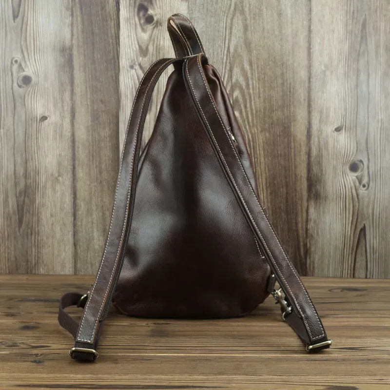 Color: Beige, Ships From: CHINA - Multifunction Men Bag Genuine Leather Backpack Man Women Cow Leather Rucksack Daypack 3 Use Chest Pack Female Small Travel Bags