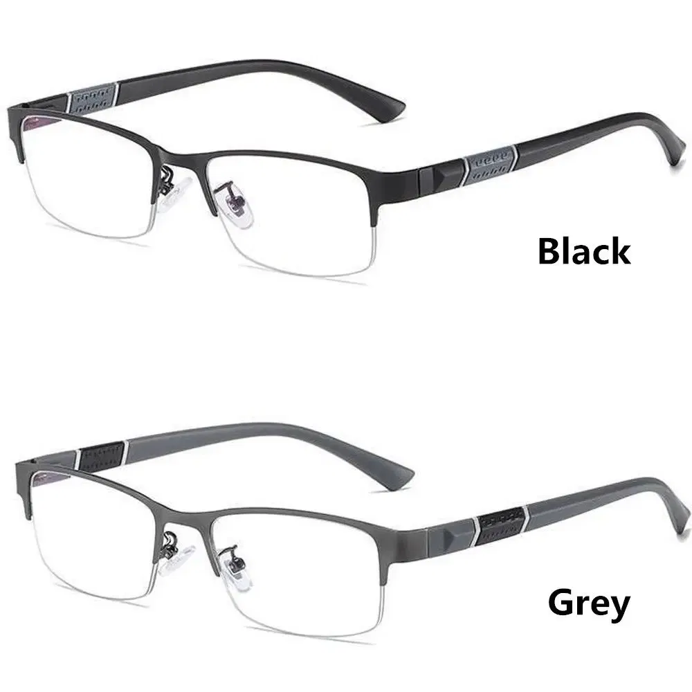 Frame Color: Pinkish Grey, Eye Prescription: +400 - Metal Anti-blue Light Reading Glasses Farsighted Eyeglasses Men Business Eyewear Diopter 0 +1.0 +1.5 +2.0 +2.5 +3.0 +3.5 +4.0