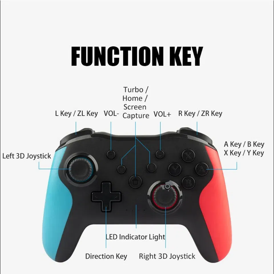 Color: Orange - GAMINJA NS009 Bluetooth Game Controller Wireless Gamepad For Nintendo Switch Console PS3 PC Windows 7 10 Dual Vibration Joystick