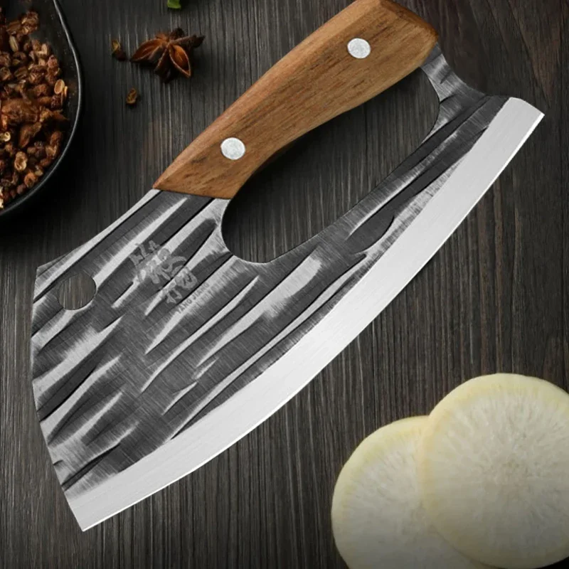 Color: Red - New Effort Saving Kitchen Chef Knife Boning Knife Stainless Steel Handmade Forged Knife Household Vegetable Knife Chopper Knife