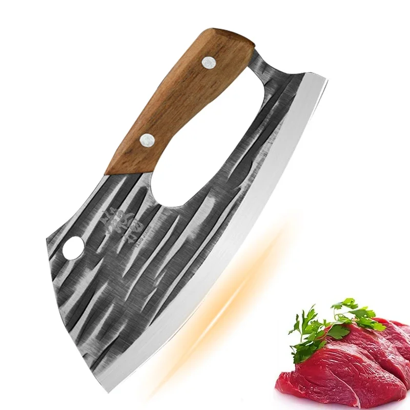 Color: Red - New Effort Saving Kitchen Chef Knife Boning Knife Stainless Steel Handmade Forged Knife Household Vegetable Knife Chopper Knife