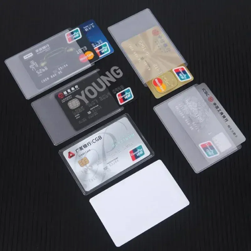 Color: Silver - 10pcs/lot 60*93mm Transparent Card Protector Sleeves ID Card Holder Wallets Purse Business Credit Card Protector Cover Bags
