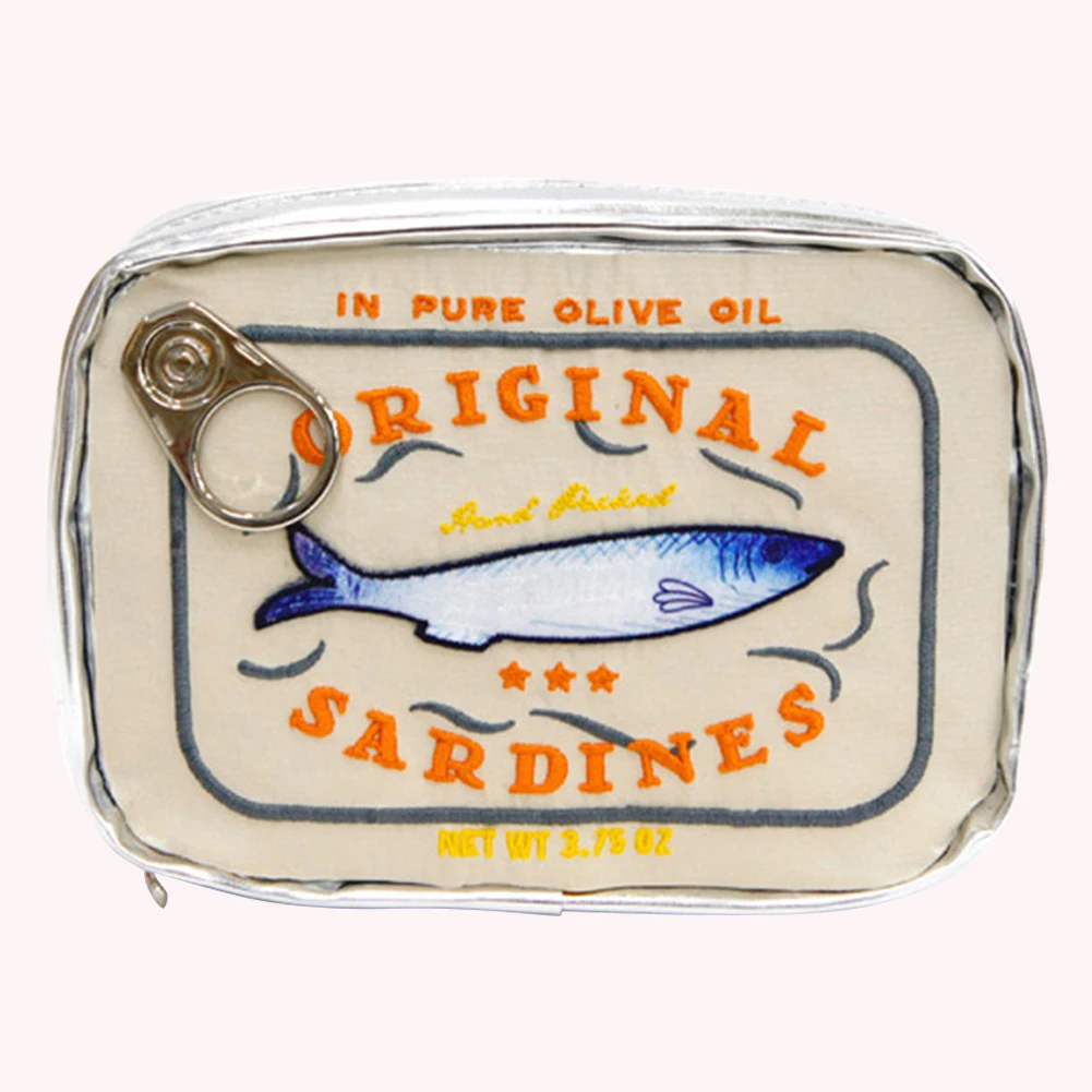 Color: black - Canned Sardines Style Bath Travel Bag Cute Toiletry Bag Creative Fashion Women Cosmetic Bag Multi-function for Weekend Vacation