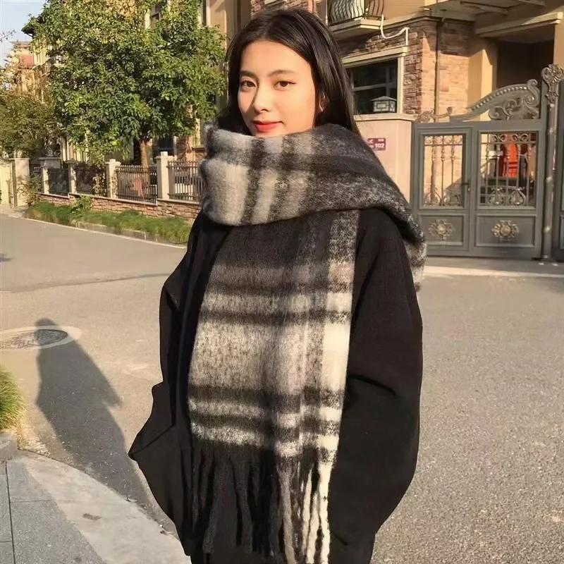 Color: Brown, Size: XXS - 2025 Hot  Luxury Winter Thick Warm Scarf Women Cashmere Shawl and Wraps Pashmina Neckerchief Bufanda Female Long Tessel Echarpe