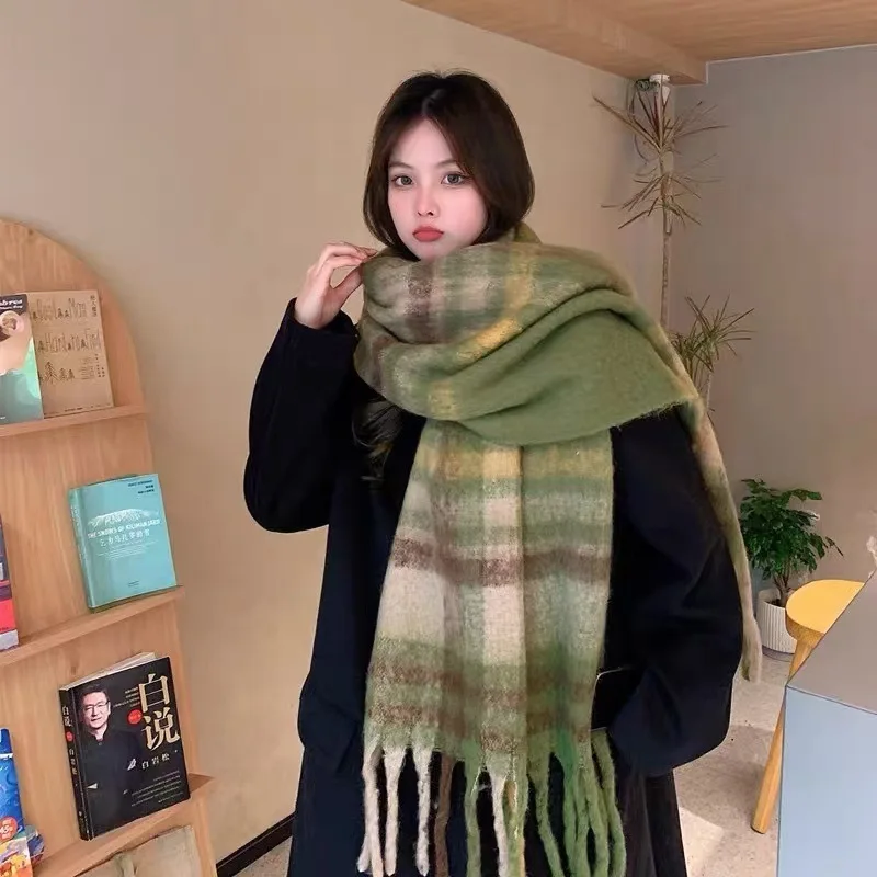 Color: Brown, Size: XXS - 2025 Hot  Luxury Winter Thick Warm Scarf Women Cashmere Shawl and Wraps Pashmina Neckerchief Bufanda Female Long Tessel Echarpe